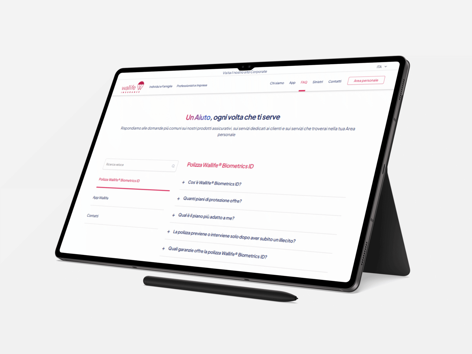 Wallife insurance mobile screens
